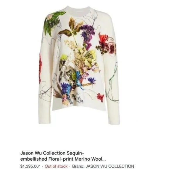 JASON WU COLLECTION SEQUIN/CRYSTALS EMBELLISHED SWEATER SIZE M/L NEW Sweaters